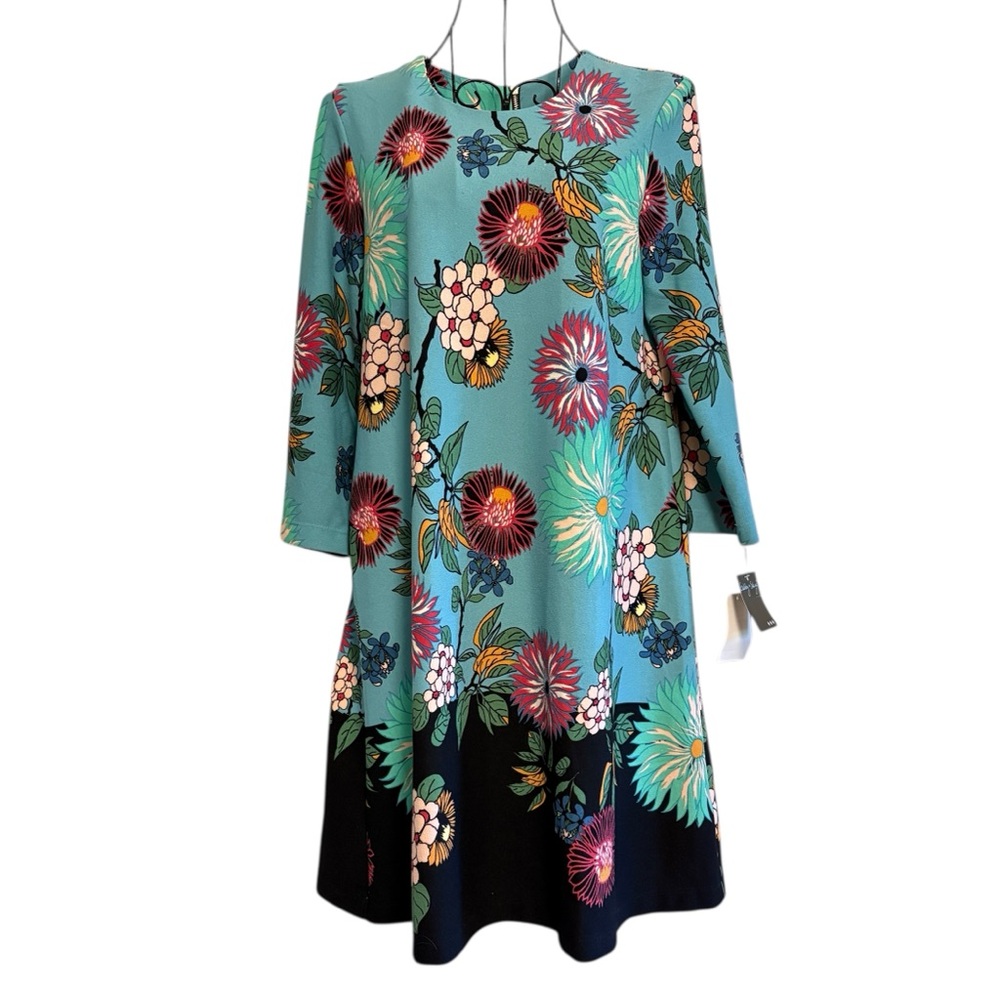 NEW Gabby Skye Women’s Floral Print Mini Dress in Teal and Black, Size 6